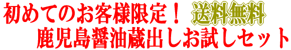 初めてのお客様限定　送料無料　鹿児島醤油蔵出しお試しセット